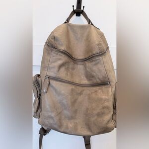 Gray Leather Backpack